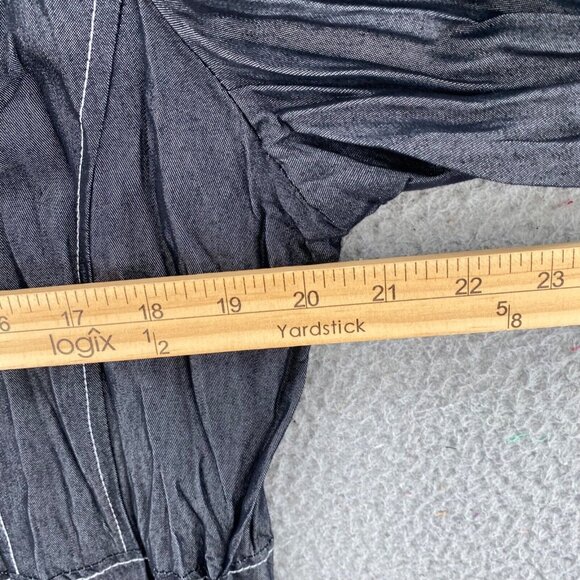 Simon Chang Blazer Womens 14 Gray Pleated Button Up Pockets Lightweight Office - Picture 8 of 10